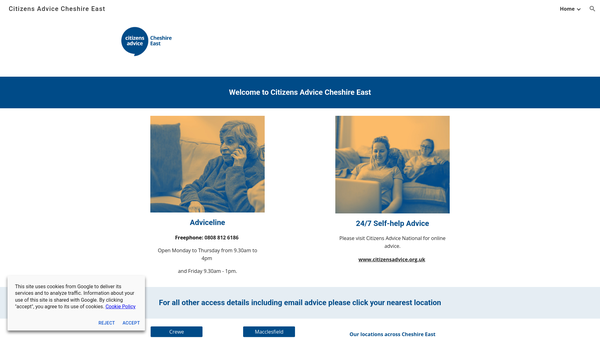 Screenshot of the Cheshire East Cab Ltd website