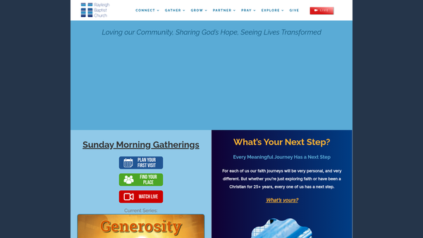 Screenshot of the Rayleigh Baptist Church website