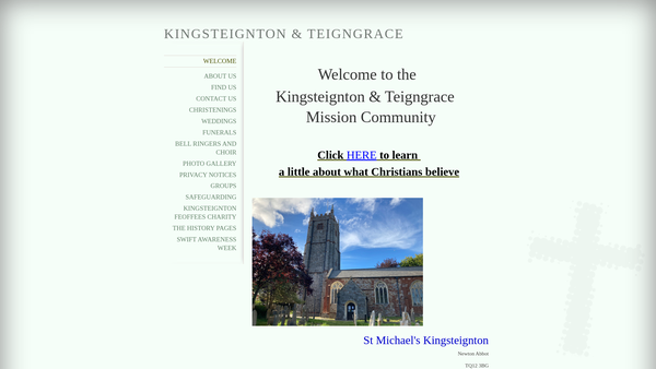 Screenshot of the The Parochial Church Council of the Ecclesiastical Parish of St Michael's Kingsteignton with St Peter & St Paul Teigngrace website
