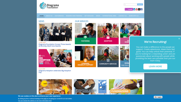 Screenshot of the Diagrama Foundation-Psychosocial Intervention website