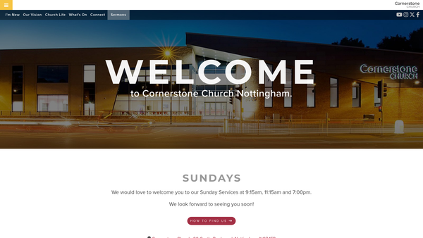 Screenshot of the Cornerstone Evangelical Church website