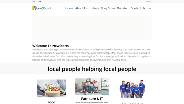 Screenshot of the Newstarts website