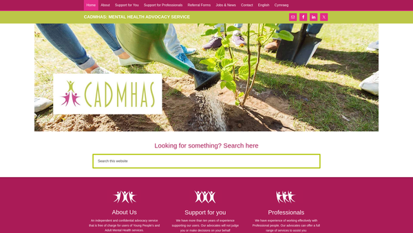 Screenshot of the Conwy And Denbighshire Mental Health Advocacy Service Ltd website
