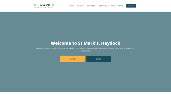 Screenshot of the Parochial Church Council Of The Ecclesiastical Parish Of St.mark's Haydock website