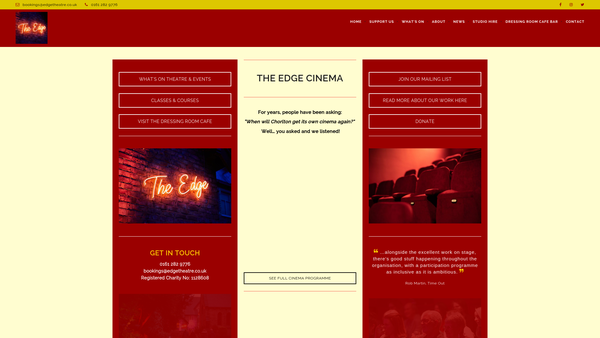 Screenshot of the Waters Edge Arts Ltd website