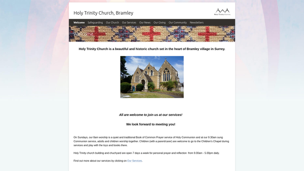 Screenshot of the Parochial Church Council Of The Ecclesiastical Parish Of Bramley, Guildford website