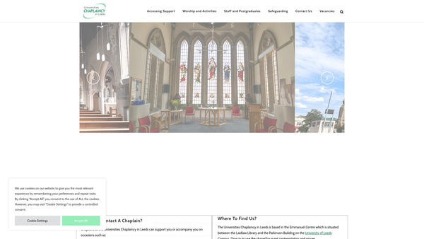 Screenshot of the The Universities' Chaplaincy In Leeds Trust website