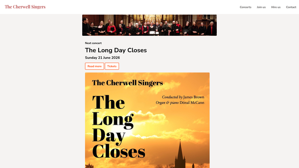 Screenshot of the The Cherwell Singers website