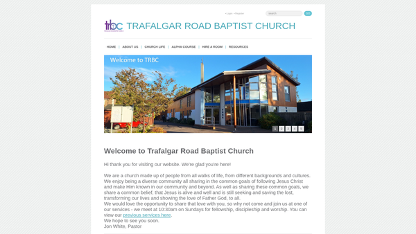 Screenshot of the Trafalgar Road Baptist Church website