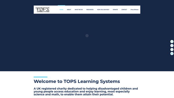 Screenshot of the Tops Learning Systems website