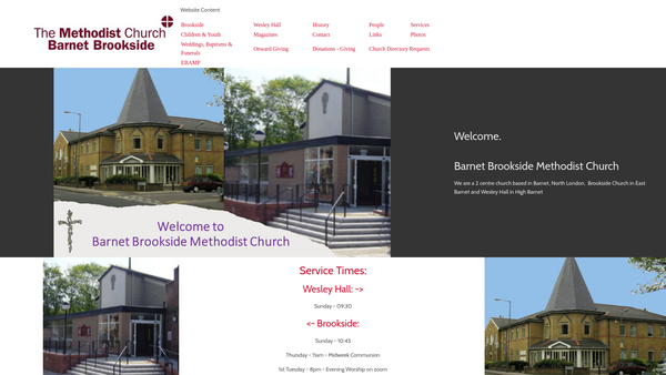 Screenshot of the Barnet Brookside Methodist Church website