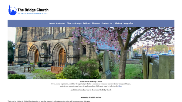 Screenshot of the The Bridge Church Otley United Reformed Church Charity website