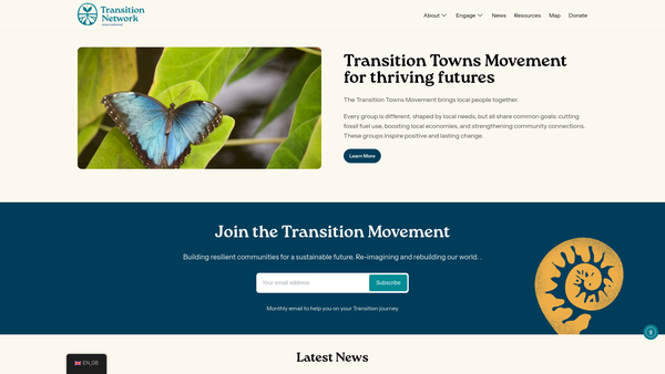 Screenshot of the Transition Network website