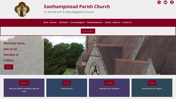 Screenshot of the The Parochial Church Council Of The Ecclesiastical Parish Of St Michael And St Mary Magdalene, Easthampstead website