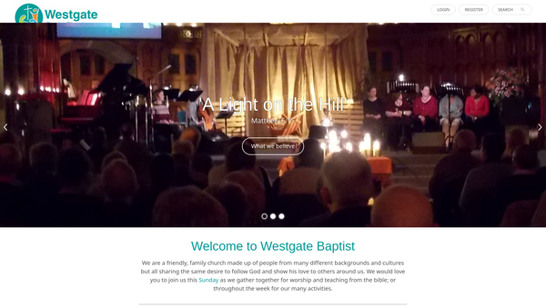 Screenshot of the Westgate Baptist Church, Newcastle Upon Tyne website