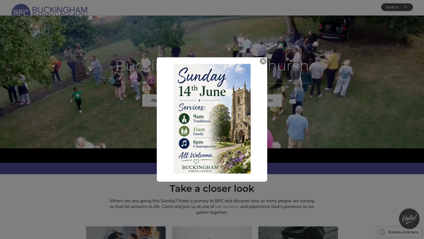 Screenshot of the Buckingham Parish Church website