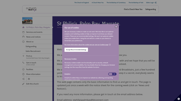 Screenshot of the The Parochial Church Council Of The Ecclesiastical Parish Of St Philip, Margate website