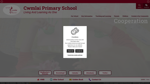 Screenshot of the Cwmlai Primary School Parent Teacher Association website