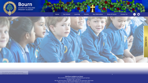 Screenshot of the Bourn School Association website