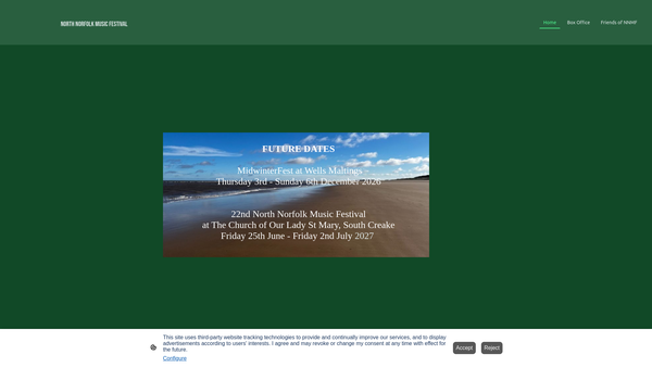 Screenshot of the North Norfolk Music Festival website