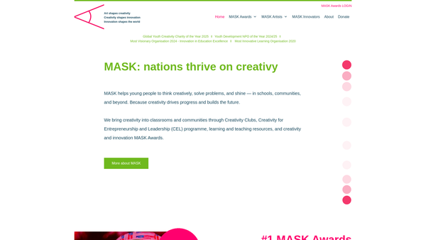 Screenshot of the MASK Create website