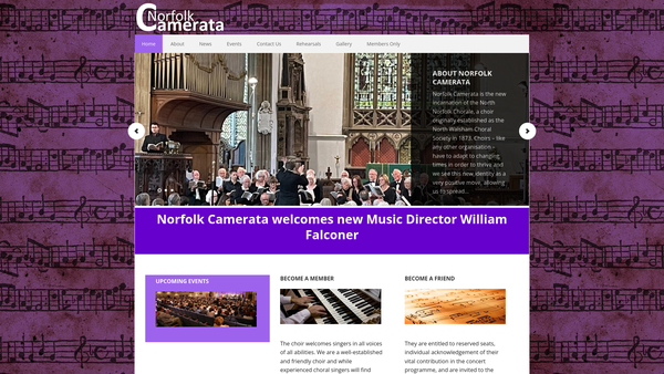 Screenshot of the Norfolk Camerata website