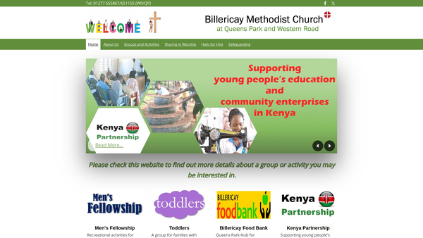 Screenshot of the Billericay Methodist Church website