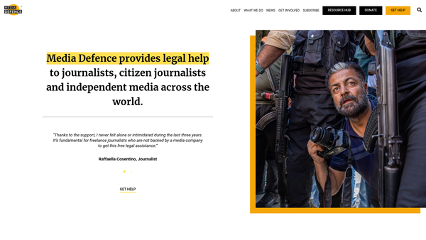 Screenshot of the Media Legal Defence Initiative website