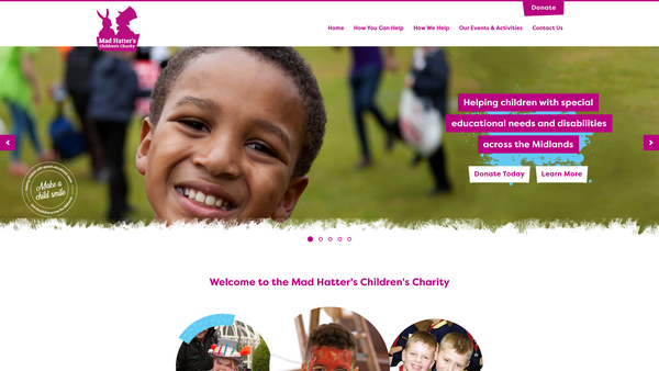 Screenshot of the Mad Hatters Tea Party Childrens Charity Limited website