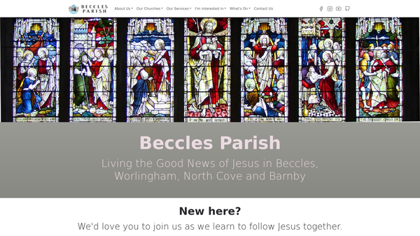 Screenshot of the The Parochial Church Council of the Ecclesiastical Parish of Beccles with Worlingham, North Cove & Barnby website