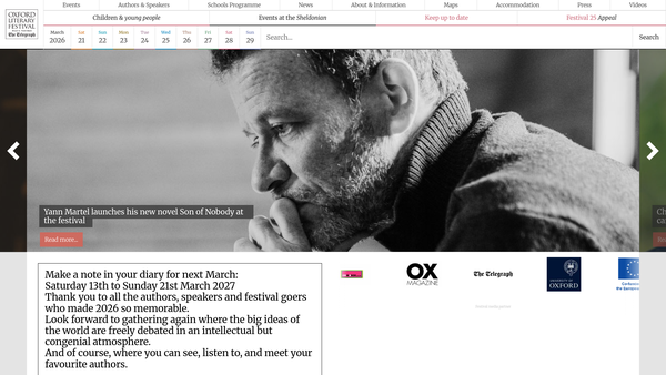 Screenshot of the The Oxford Literary Festival website
