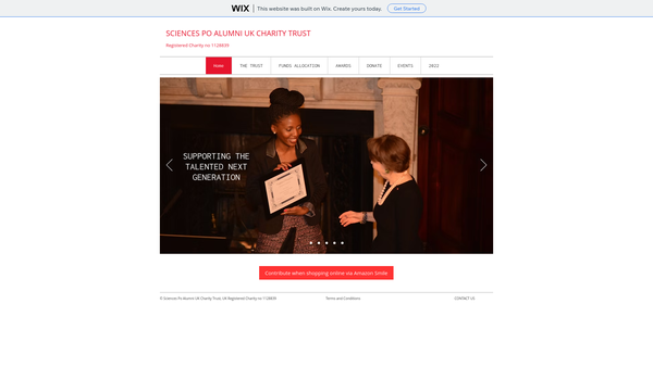 Screenshot of the Sciences Po Alumni UK Trust website