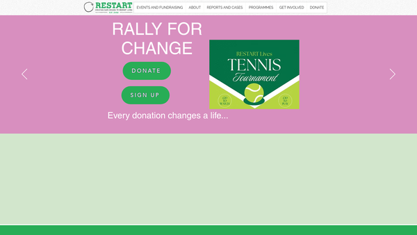 Screenshot of the Restart Lives website
