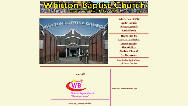 Screenshot of the Whitton Baptist Church website