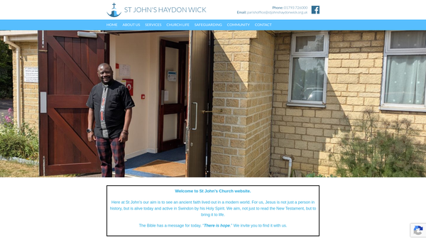 Screenshot of the The Parochial Church Council Of The Ecclesiastical Parish Of St. John The Evangelist, Haydon Wick website