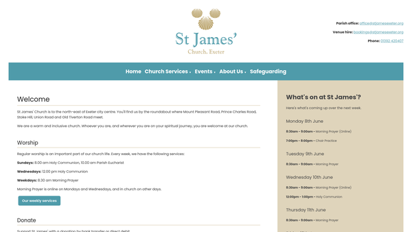 Screenshot of the The Parochial Church Council Of The Ecclesiastical Parish Of St James' Exeter website