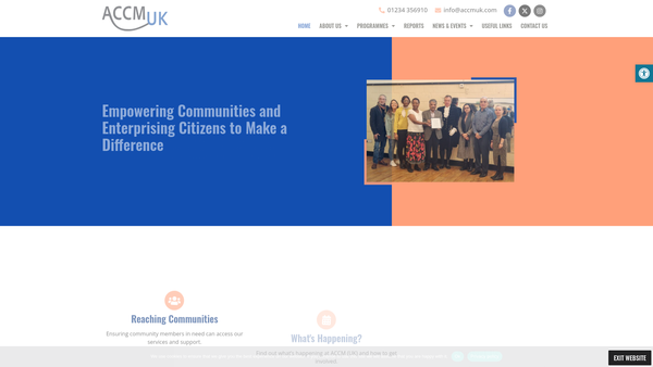 Screenshot of the Accm (UK) website