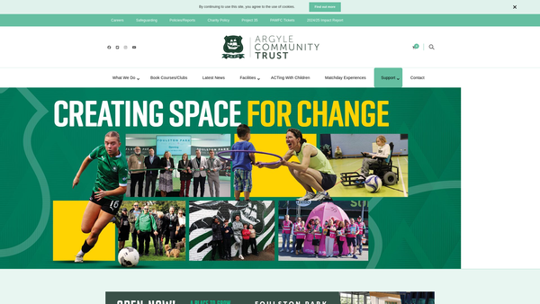 Screenshot of the Plymouth Argyle Football In The Community Trust website