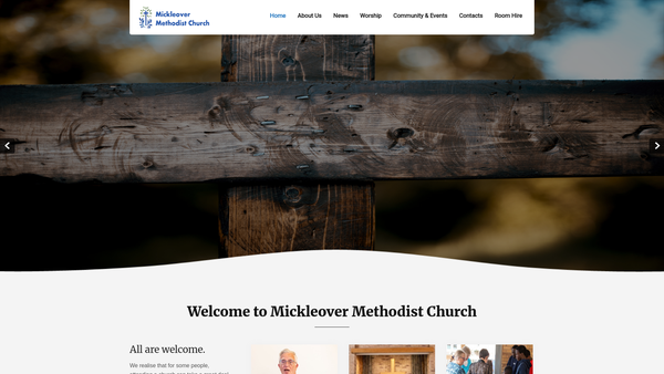 Screenshot of the Mickleover Methodist Church website