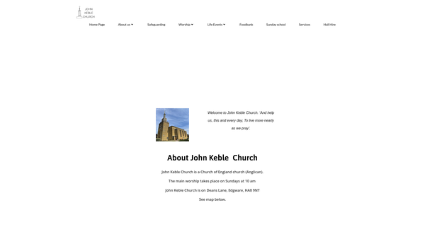 Screenshot of the The Parochial Church Council Of The Ecclesiastical Parish Of John Keble website