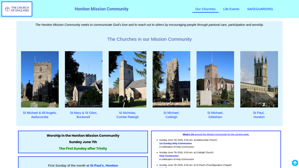 Screenshot of the The Parochial Church Council Of The Ecclesiastical Parish Of St Paul, Honiton website