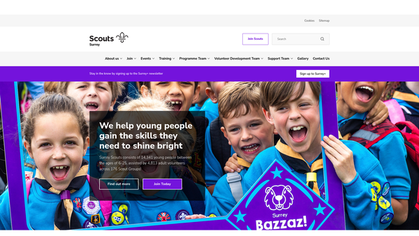 Screenshot of the Walton & Weybridge District Scouts website