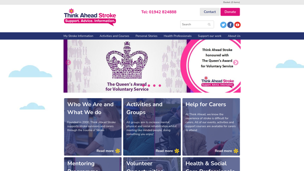 Screenshot of the Think Ahead Community Stroke Group website