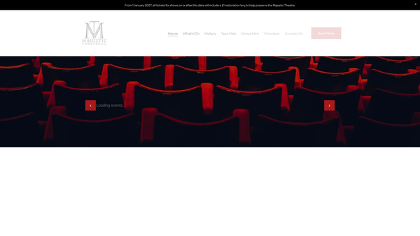 Screenshot of the The Retford Majestic Theatre Co Ltd website