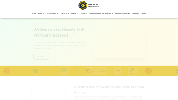 Screenshot of the Hardy Mill Community Primary School Parent Teacher Association website