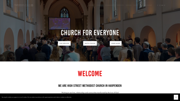 Screenshot of the Harpenden Methodist Church website
