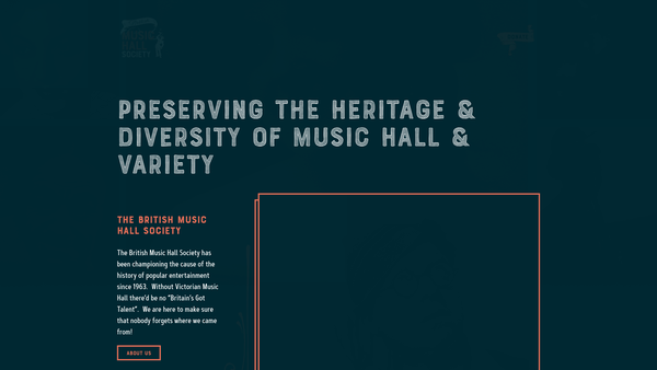 Screenshot of the British Music Hall Society website