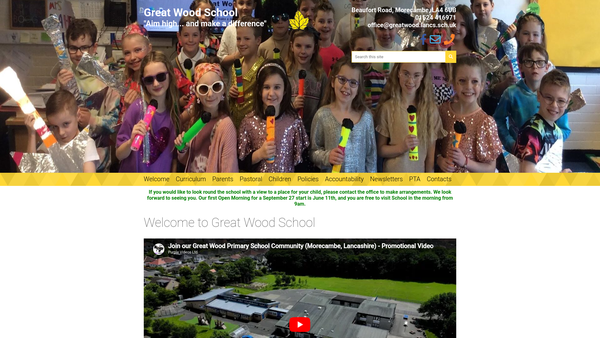 Screenshot of the Great Wood School PTA website
