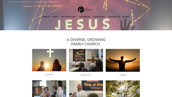 Screenshot of the Vine Evangelical Church (Sevenoaks) website