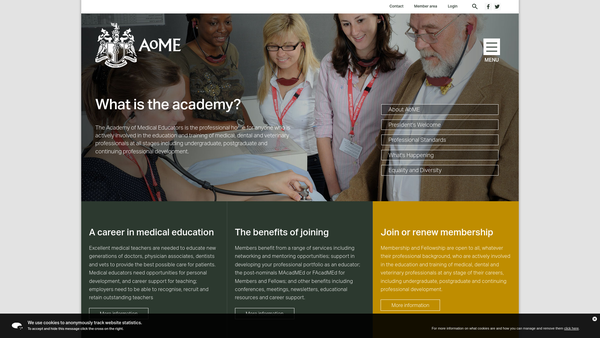 Screenshot of the Academy Of Medical Educators website